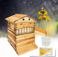 Auto Flow Beehive,Wooden Beekeeping House Beehive Boxes with 7 PCS Auto Bee Hive Frame,Automatic Wooden Bee Hive House Kit,Food Grade BPA  (Beehive Frame+Wooden Box)