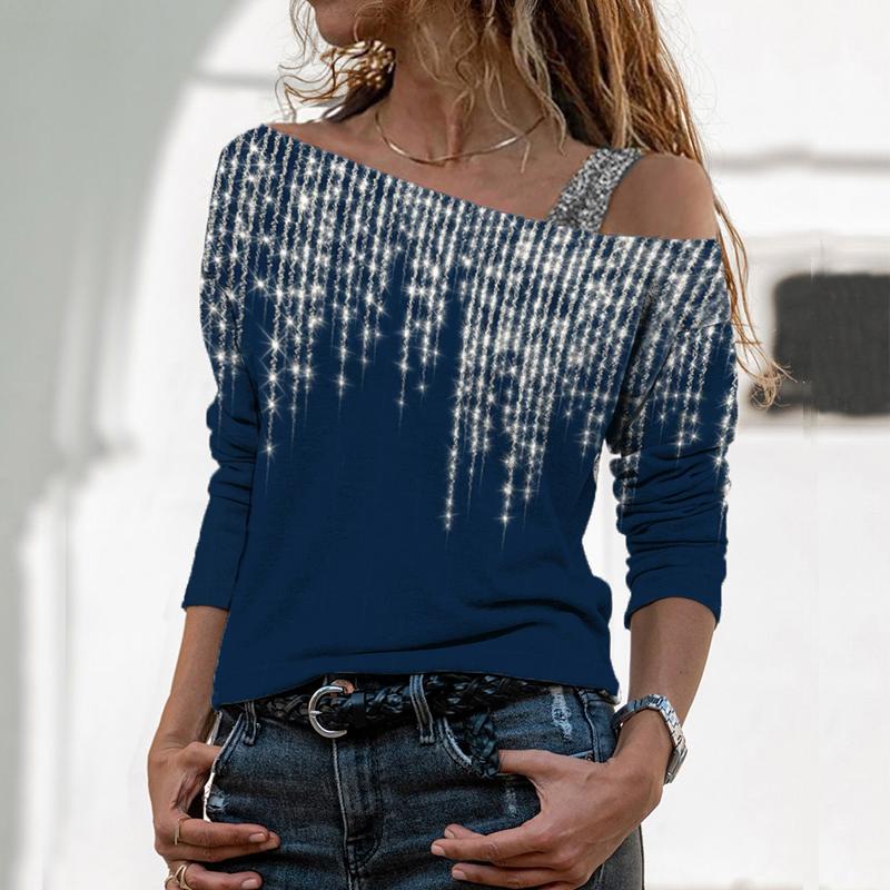 Fashion Sequin Print Off-shoulder Top Women