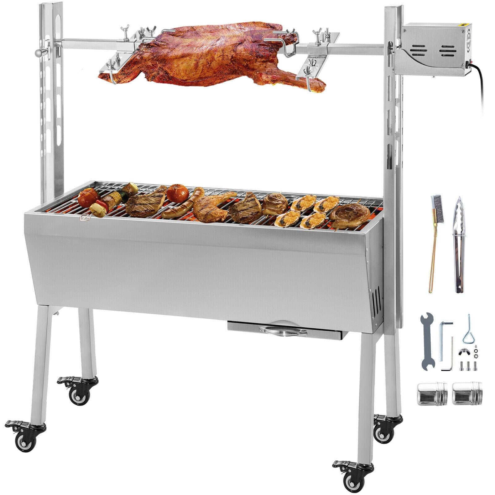 42'' 88Lbs  Lamb Roaster Rotisserie Spit Wind Shield Charcoal Pig