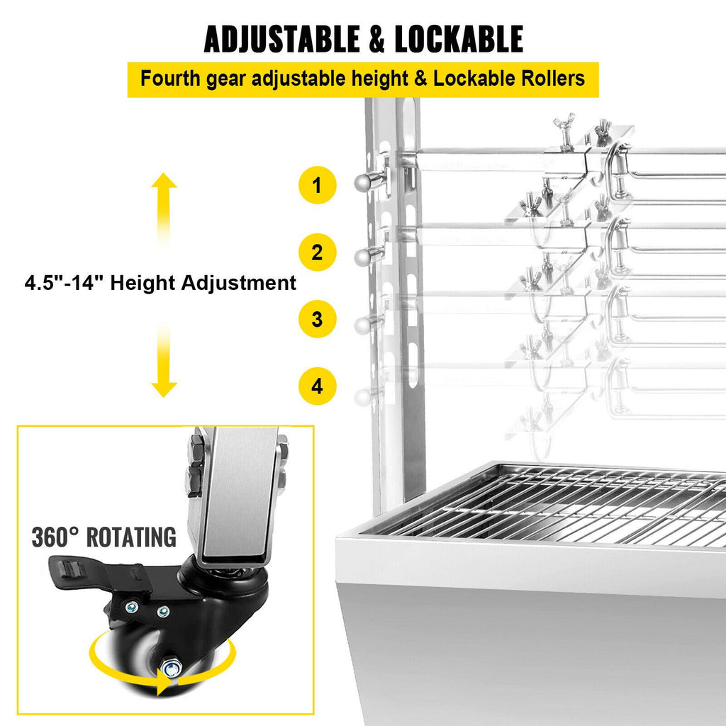 42'' 88Lbs  Lamb Roaster Rotisserie Spit Wind Shield Charcoal Pig