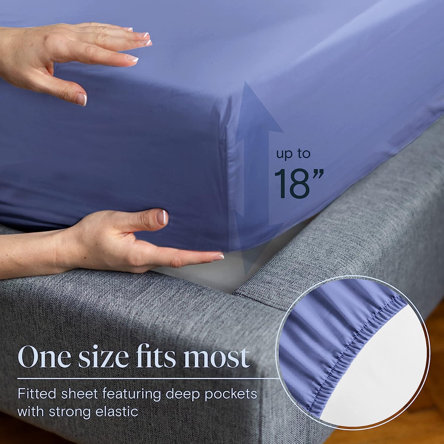 LuxClub 6 PC Full Size Sheet Set Bamboo Sheets Deep Pockets 18" Eco Friendly Wrinkle Free Cooling Sheets Machine Washable Hotel Bedding Silky Soft - Violet Blue Full