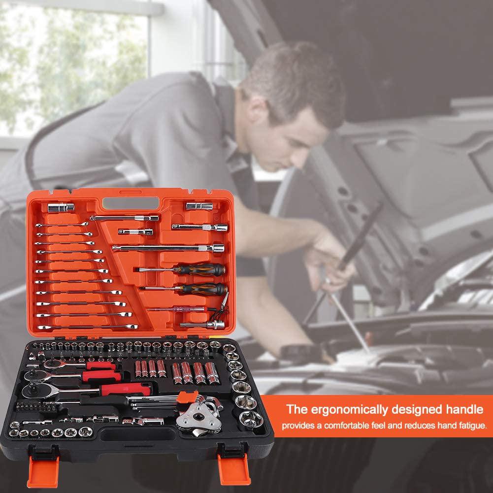 121Pcs Drive Socket Set Socket Ratchet Wrench Socket Bit Combination Tools Kit Mechanics Tool Set Sleeve Combination for Household Machine Auto Repair