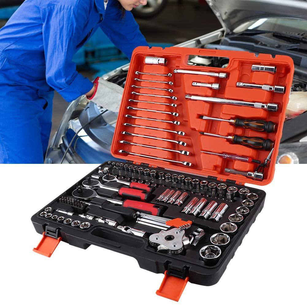 121Pcs Drive Socket Set Socket Ratchet Wrench Socket Bit Combination Tools Kit Mechanics Tool Set Sleeve Combination for Household Machine Auto Repair