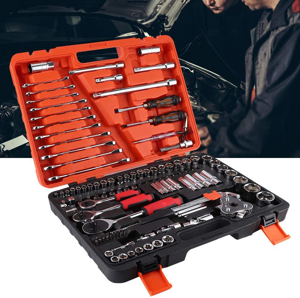 121Pcs Drive Socket Set Socket Ratchet Wrench Socket Bit Combination Tools Kit Mechanics Tool Set Sleeve Combination for Household Machine Auto Repair