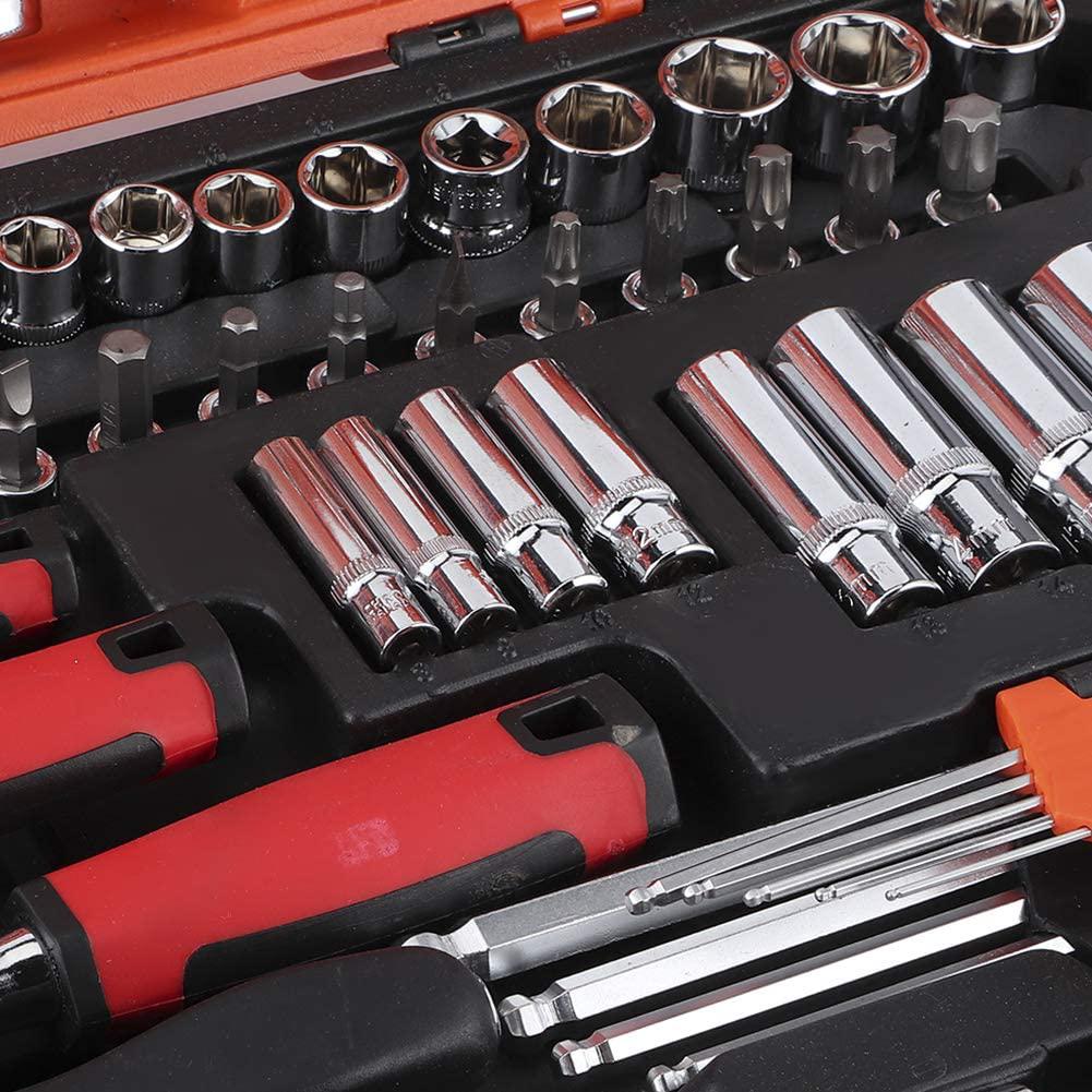 121Pcs Drive Socket Set Socket Ratchet Wrench Socket Bit Combination Tools Kit Mechanics Tool Set Sleeve Combination for Household Machine Auto Repair