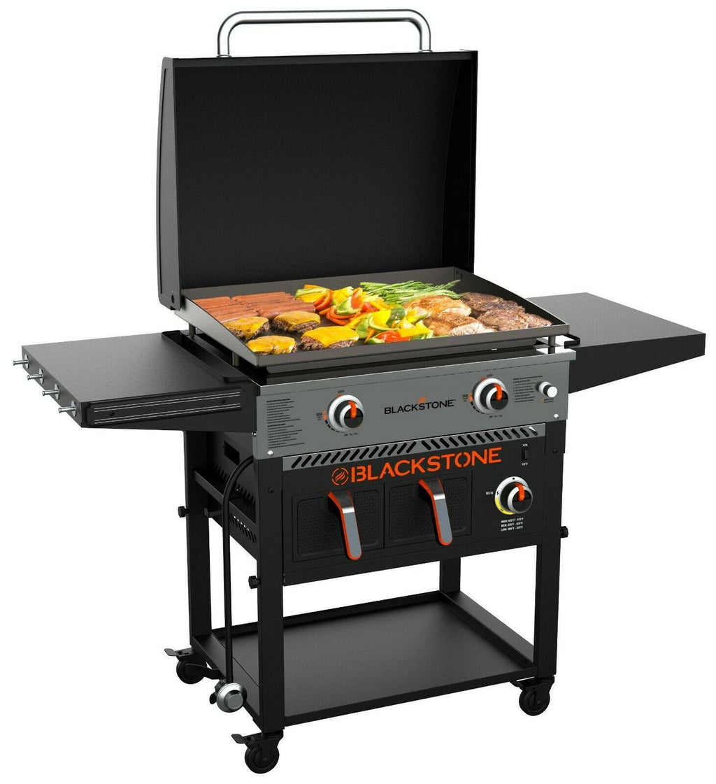 2-Burner 28" Griddle with Electric Air Fryer and Hood - Black