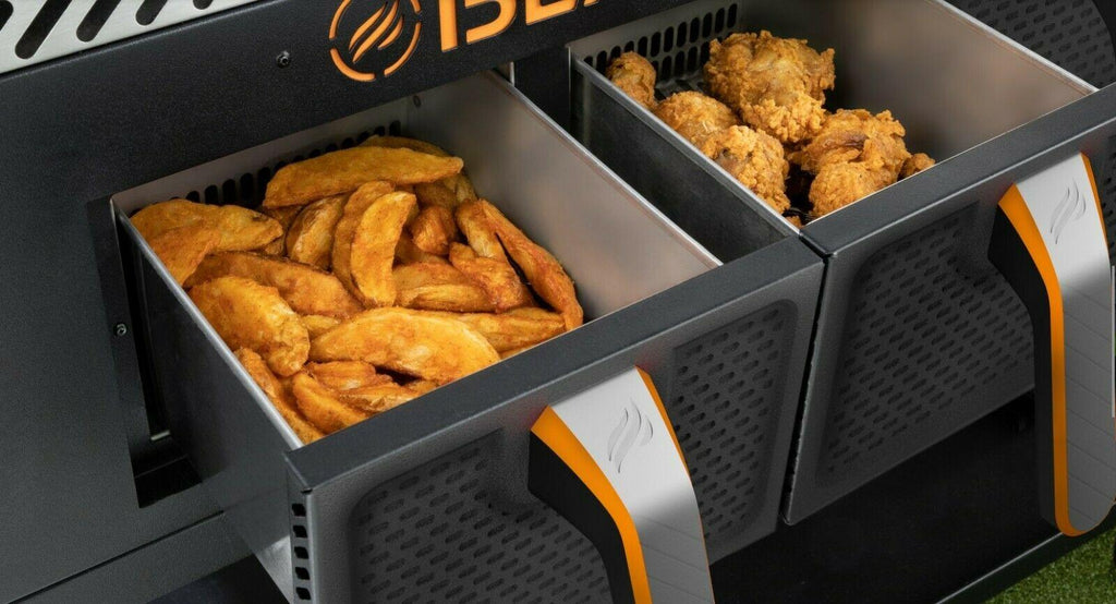2-Burner 28" Griddle with Electric Air Fryer and Hood - Black