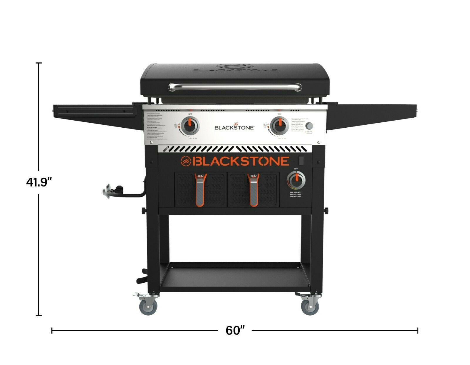 2-Burner 28" Griddle with Electric Air Fryer and Hood - Black
