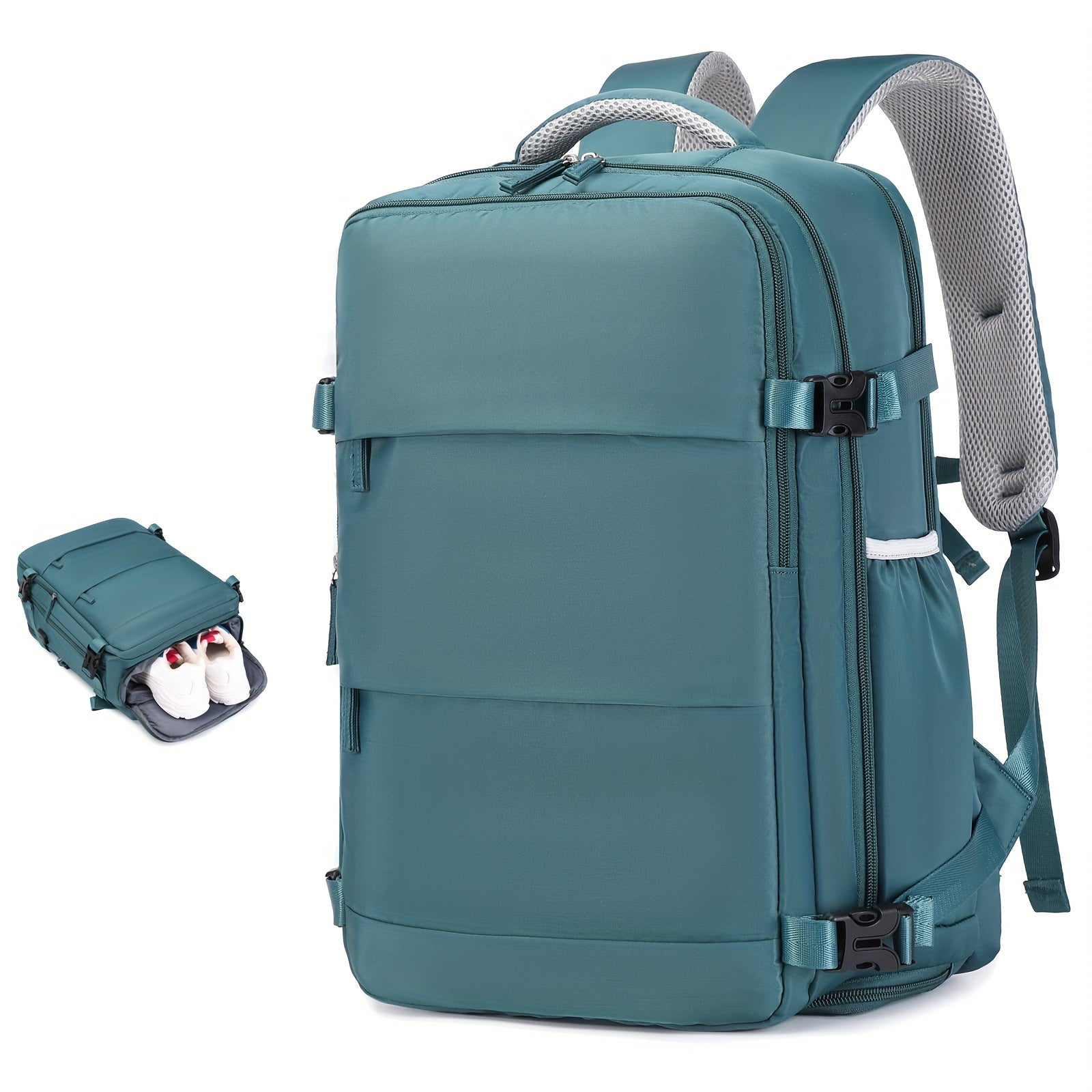 LarCapacity Travel Backpack With Shoe Compartment, Dacron Lightweight Laptop Daypack With Charging Port, Fashion Travel Commuter Bag