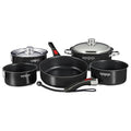 Nesting 10-Piece Induction Compatible Cookware Black Exterior & Non-Stick