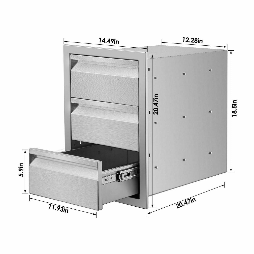 Steel 14x20.5x23" Combined Drawer Cabinet For Outdoor StoraKitchen