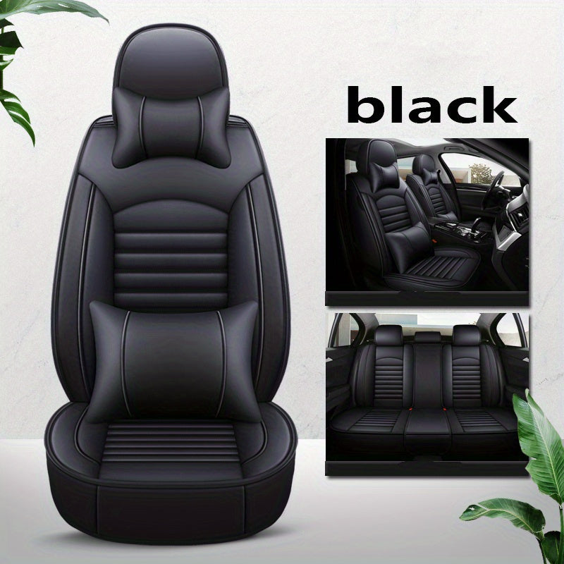 5-seat All-inclusive Car Seat Cover PU Leather Four Seasons Universal Car Seat Protector Compatible With Five-seat Car Pickup Truck SUV Off-road