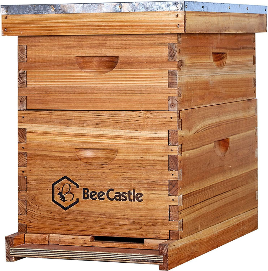 8 Frame Bee Hive Complete Beehive Kit, Beeswax Coated Bee Hive Includes Frames and Beeswax Coated Foundation Sheet (2 Layer)
