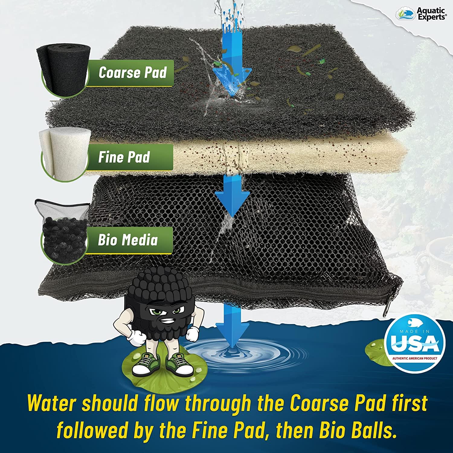Aquatic s Classic Koi Pond Filter Pad FINE - White Bulk Roll Pond Filter Media, Ultra-Durable Fish Pond Filter Material USA (3/4" to 1" Thick)