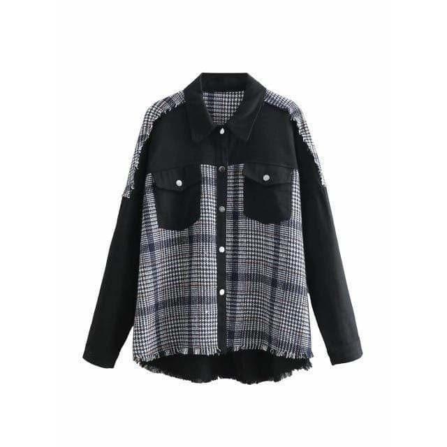 plaid patchwork jacket