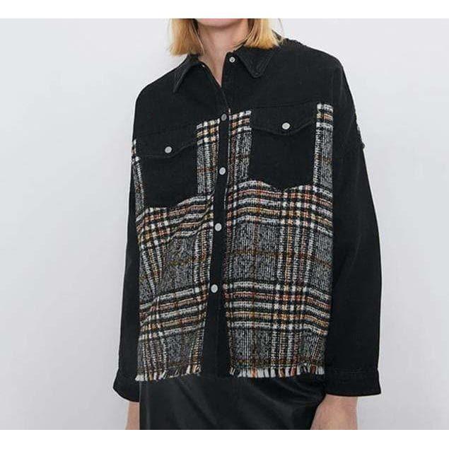 plaid patchwork jacket