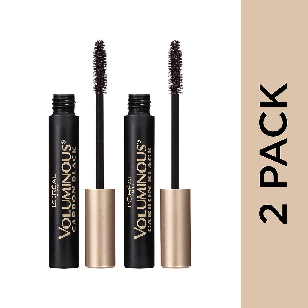 L'Oreal Paris Makeup Voluminous Original Washable Bold Eye Volume Building Mascara, Builds Lashes up to 2X Natural Thickness, Smudge Free, Clump Free, Carbon Black, 2 count