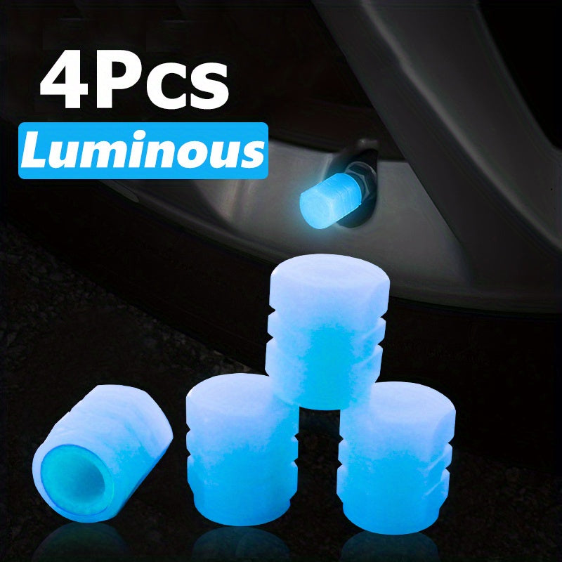 4pcs Webdiennuoc Valve Caps, Luminous Caps, Universal Fluorescent Tire Valve Caps 4pcs/Set, Fluorescent Tire Valve Caps STEM Caps