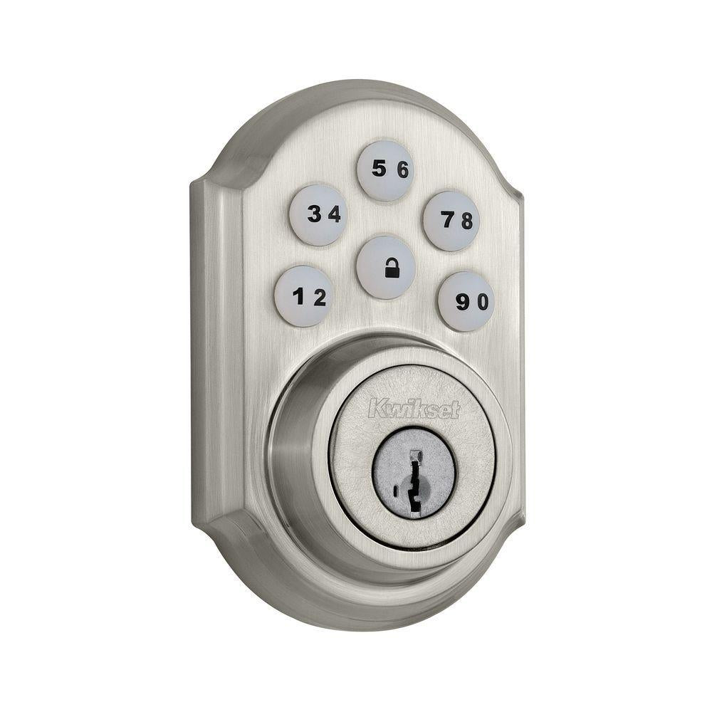 SmartCode 909 Satin Nickel Single Cylinder Electronic Deadbolt Featuring SmartKey Security