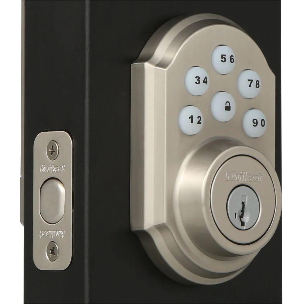 SmartCode 909 Satin Nickel Single Cylinder Electronic Deadbolt Featuring SmartKey Security