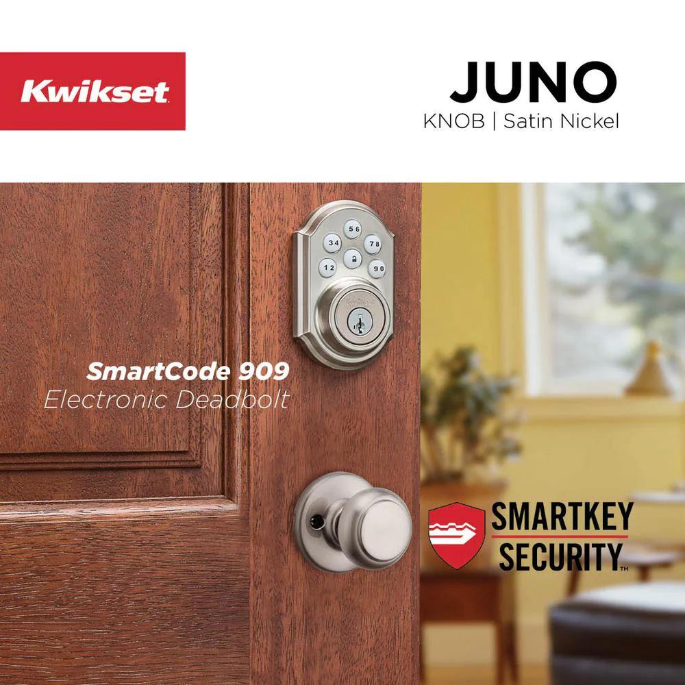 SmartCode 909 Satin Nickel Single Cylinder Electronic Deadbolt Featuring SmartKey Security