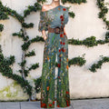 Floral Print One Shoulder Jumpsuit Women