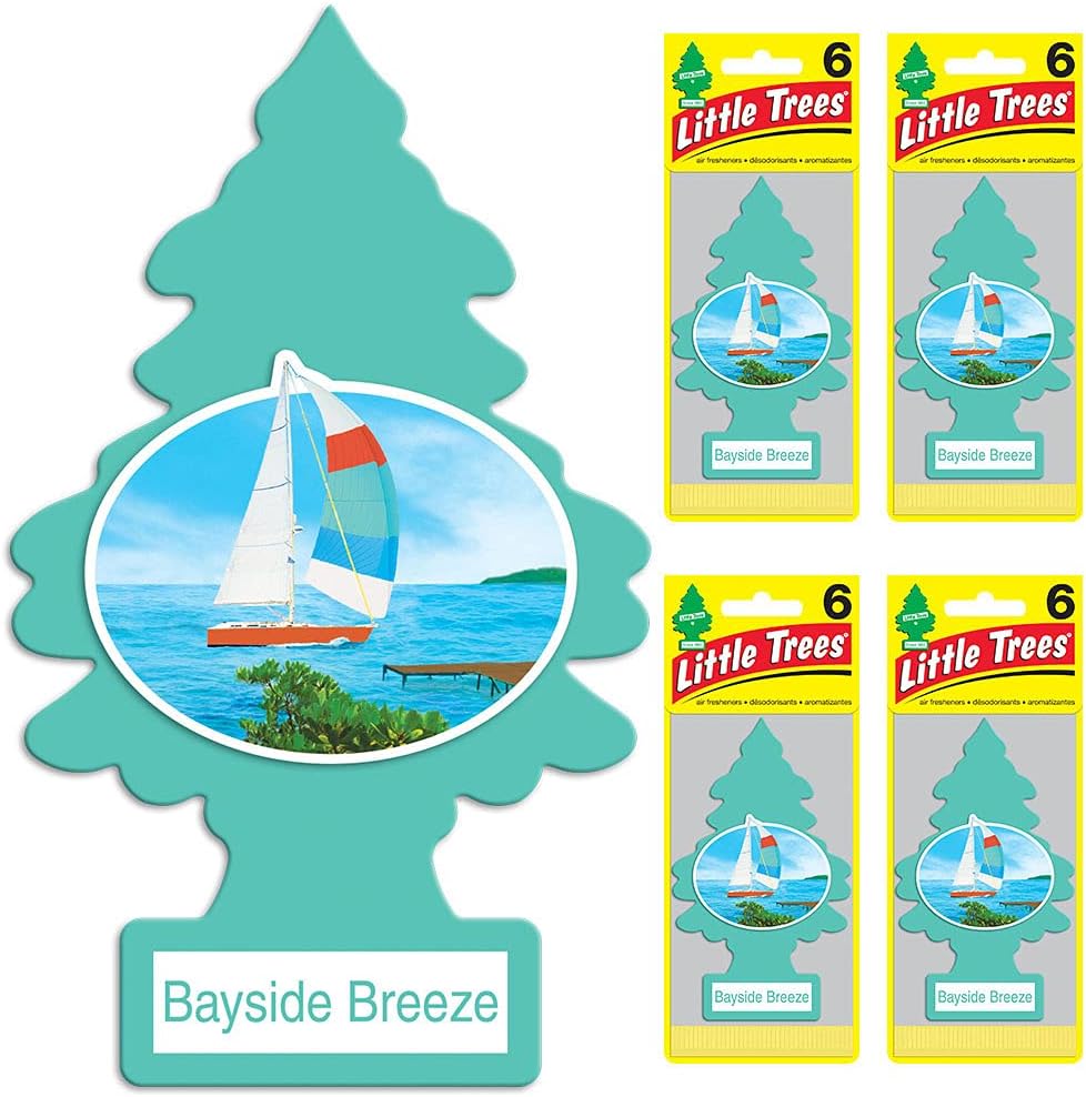 LITTLE TREES Air Fresheners Car Air Freshener. Hanging Tree Provides Long Lasting Scent for Auto or Home. Bayside Breeze, 24 Air Fresheners