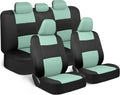 BDK PolyPro Car Seat Covers Full Set in Mint on Black – Front and Rear Split Bench Seat Covers for Cars, Easy to Install Car Seat Cover Set, Car Accessories for Auto Trucks Van SUV