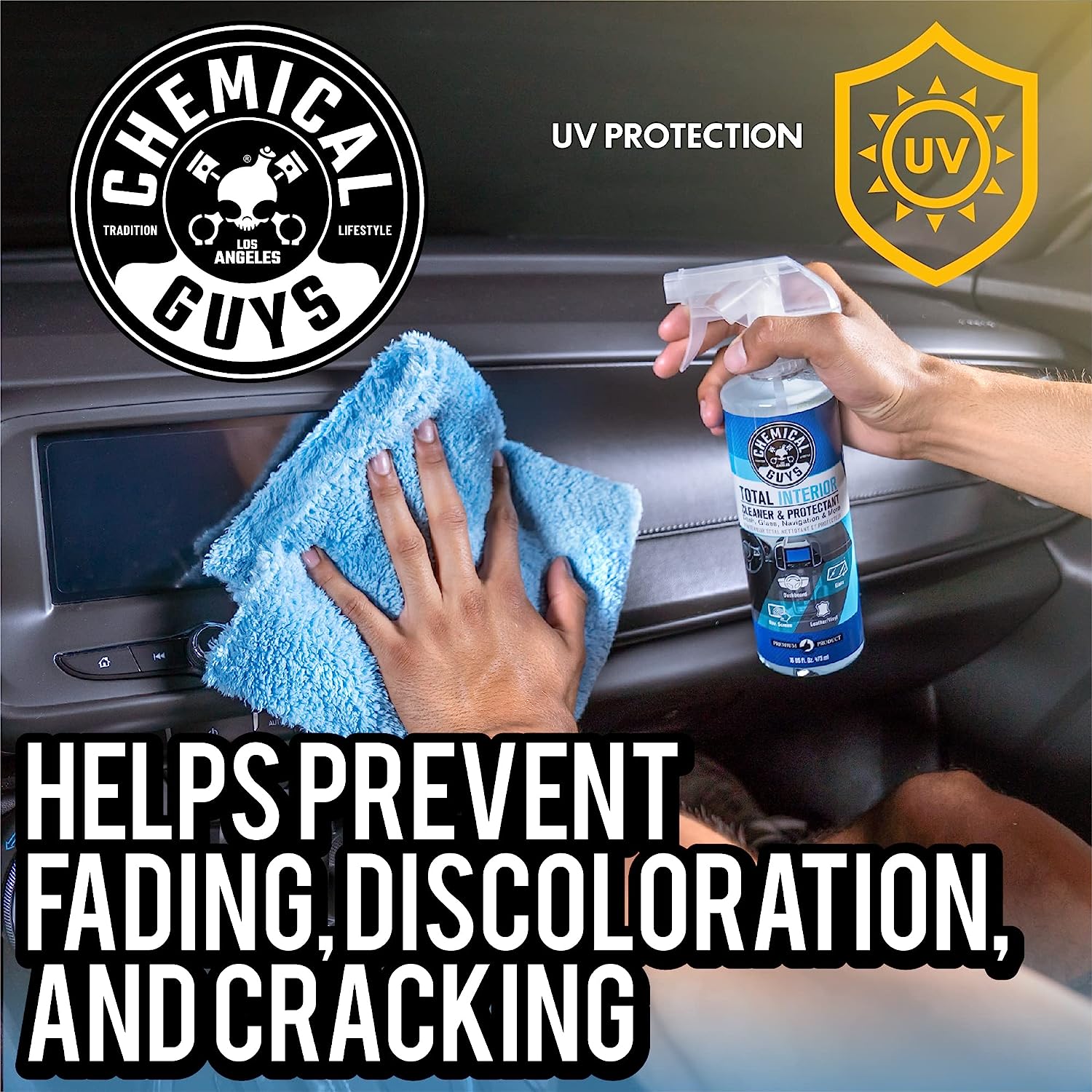 Chemical Guys SPI2201602 Total Interior Cleaner and Protectant, Safe for Cars, Trucks, SUVs, Jeeps, Motorcycles, RVs &amp; More, 16 fl oz, (2 Pack)