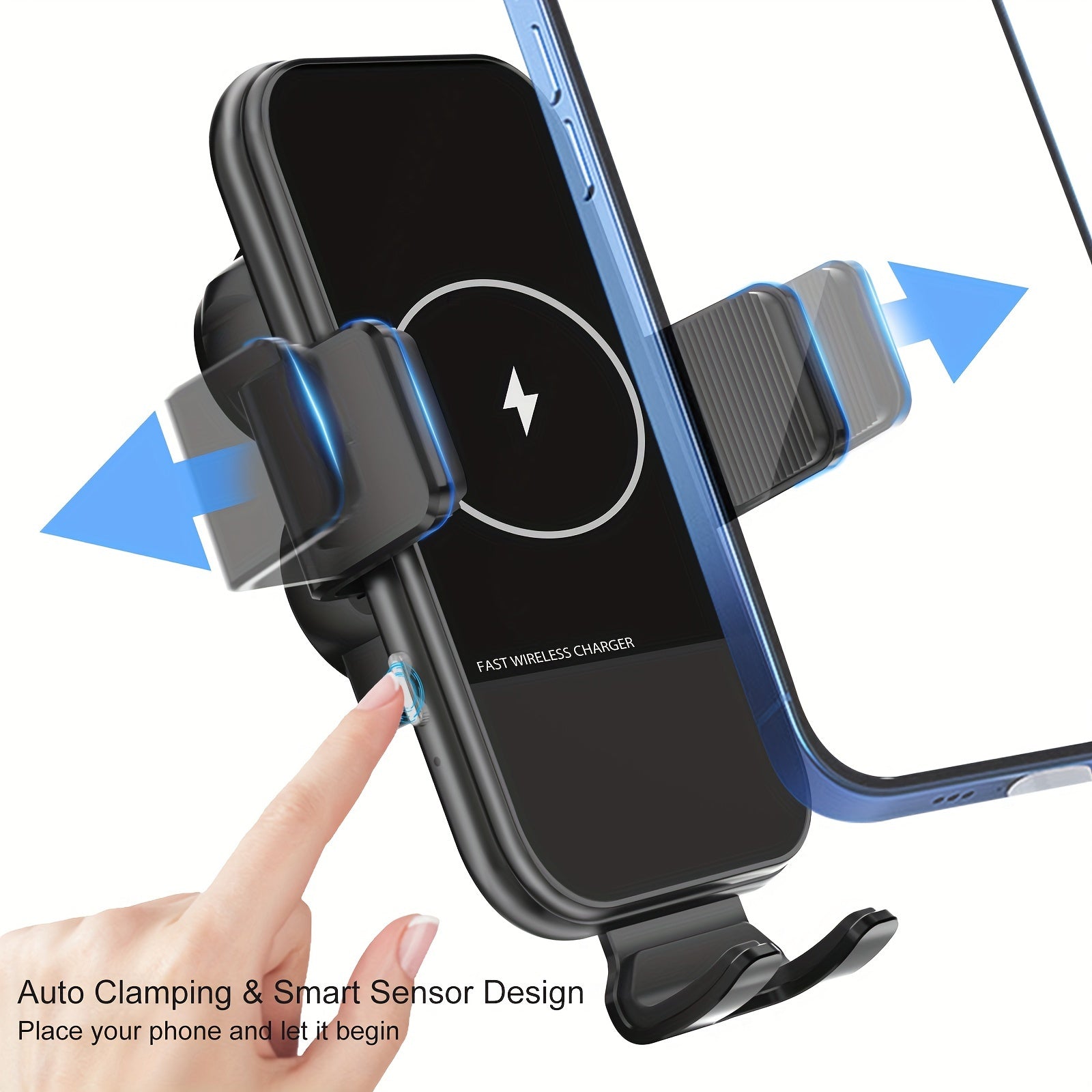Wireless Car Charger, 15W Qi Fast Charging Auto Clamping Car Charger Phone Mount, Dashboard Air Vent Phone Holder, For  14/13/12/11/X, For Samsung For Galaxy S22+/S21/S10/Note 20