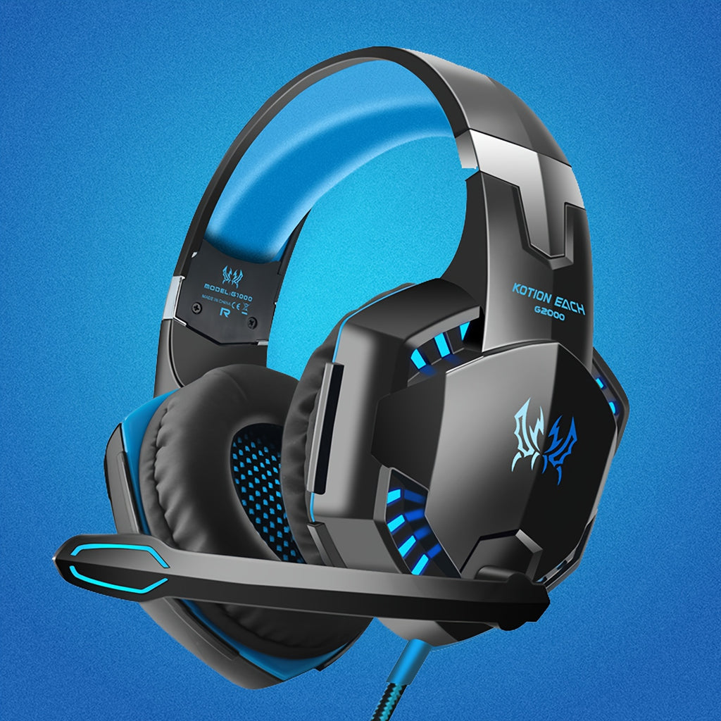 G2000 Gaming Headset: Experience Immersive Audio With Noise Cancelling Mic, LED Lights &amp; Soft Memory Earmuffs