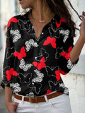Women's Fashion Butterfly Print Long Sleeve Shirt