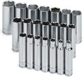 SK Professional Tools 1947 21-Piece 1/2 in. Drive 6-Point Deep Metric Socket Set - Chrome Socket Set with Super Chrome Finish | Set of 21 Sockets Made in USA