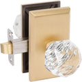 Crystal Ball Bed/Bath Door Knob with Grande Square Rosette in Satin Gold