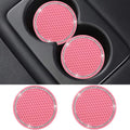 Bling Car Coasters Pink PVC Travel Auto Cup Holder Insert Coaster Anti Slip Crystal Vehicle Interior Accessories Cup Mats for Women and Girl (2.75" Diameter,Pack of 2) (Pink)