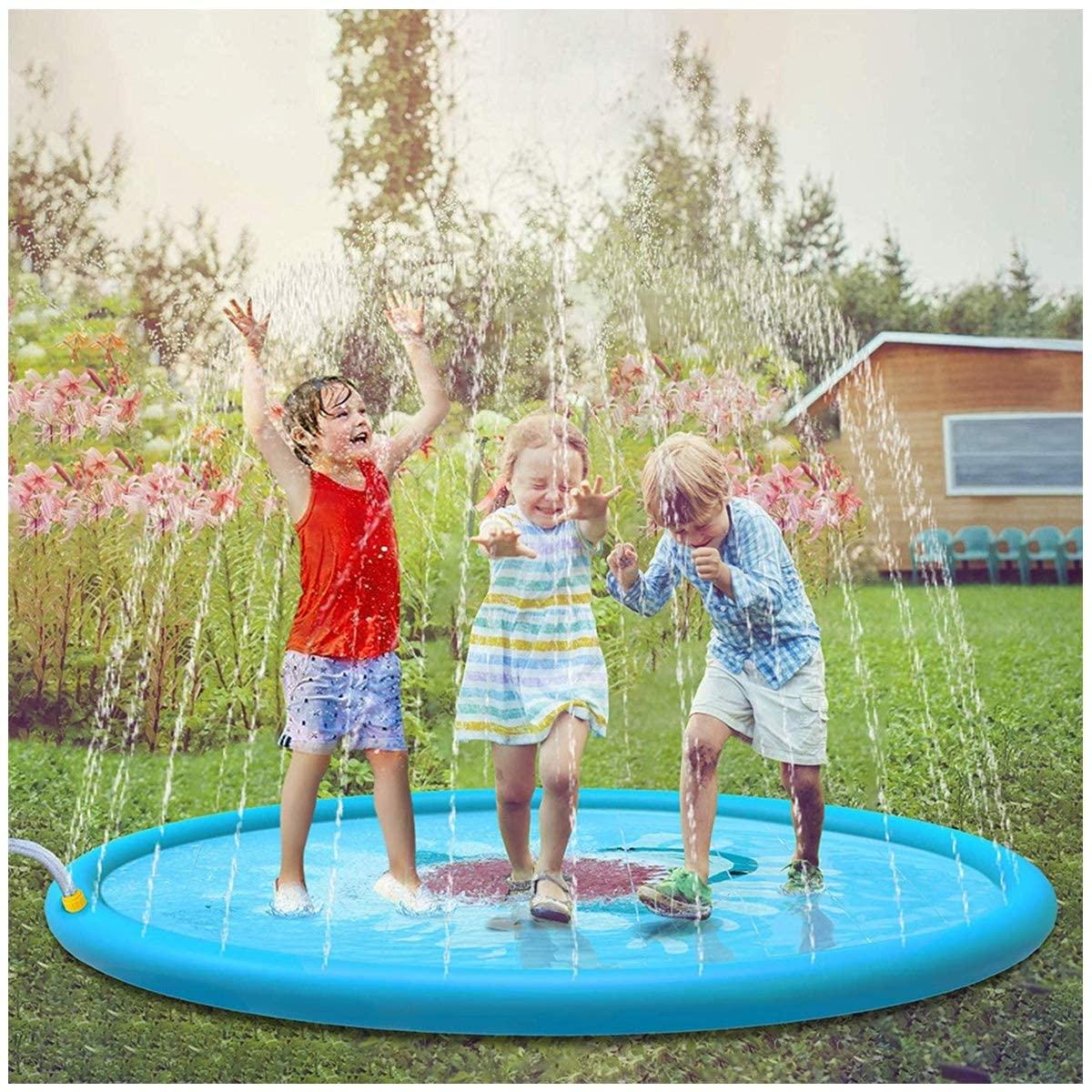 AYYSHOP 170CM Sprinkler Pad for Kids, Outdoor Sprinkle Water Play Mat Party Sprinkler Splash Pad, Durable PVC Splash Play Mat Water Toys Summer Outdoor Swimming Pool for Babies and Toddlers
