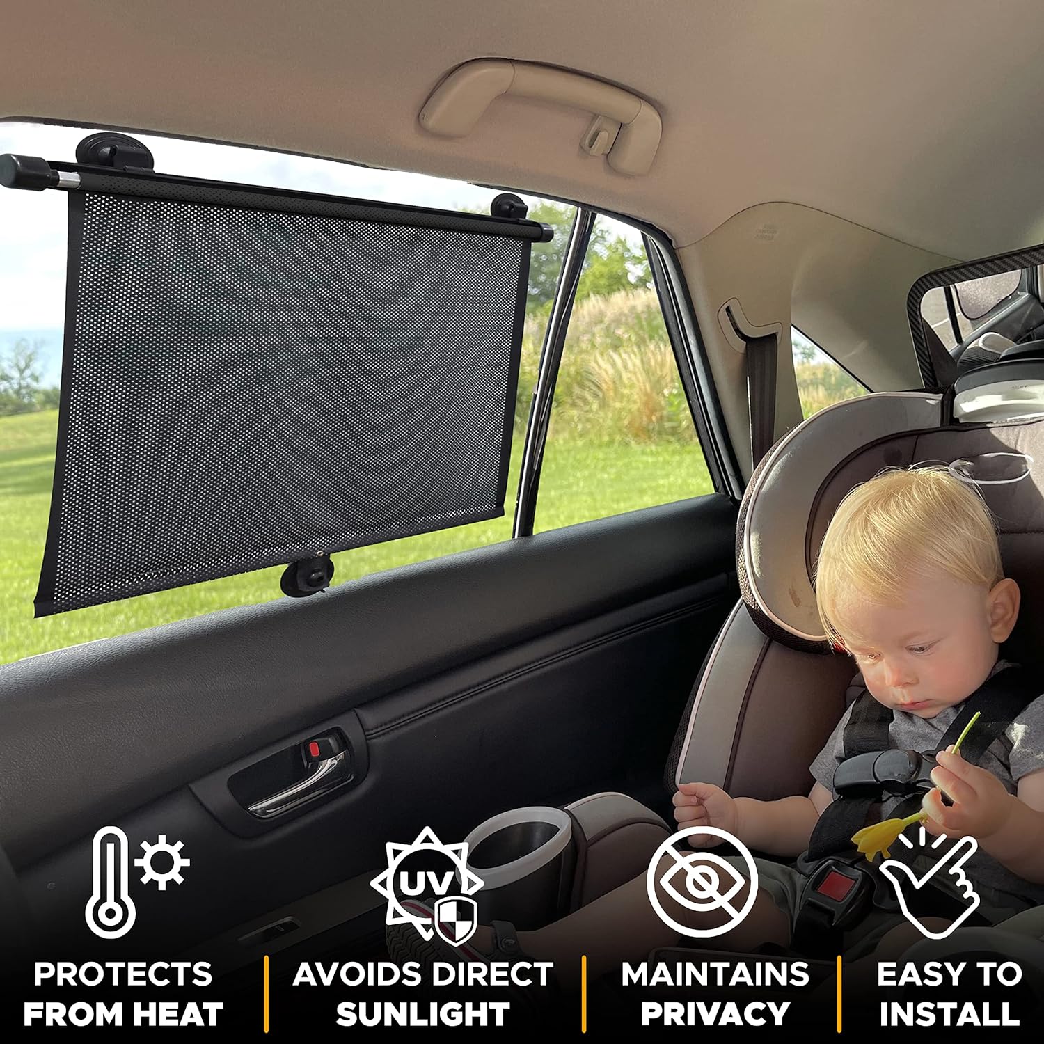 EcoNour Car Window Shades for Windows (2 Pack) | Shade Automotive Interior Sun Protection Large Offers Complete from UV Rays and Glare 18" x 20"