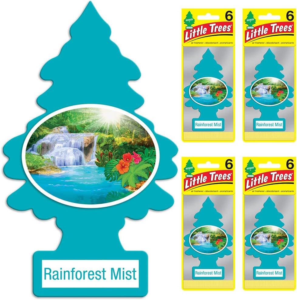 LITTLE TREES Air Fresheners Car Air Freshener. Hanging Tree Provides Long Lasting Scent for Auto or Home. Rainforest Mist, 24 Air Fresheners