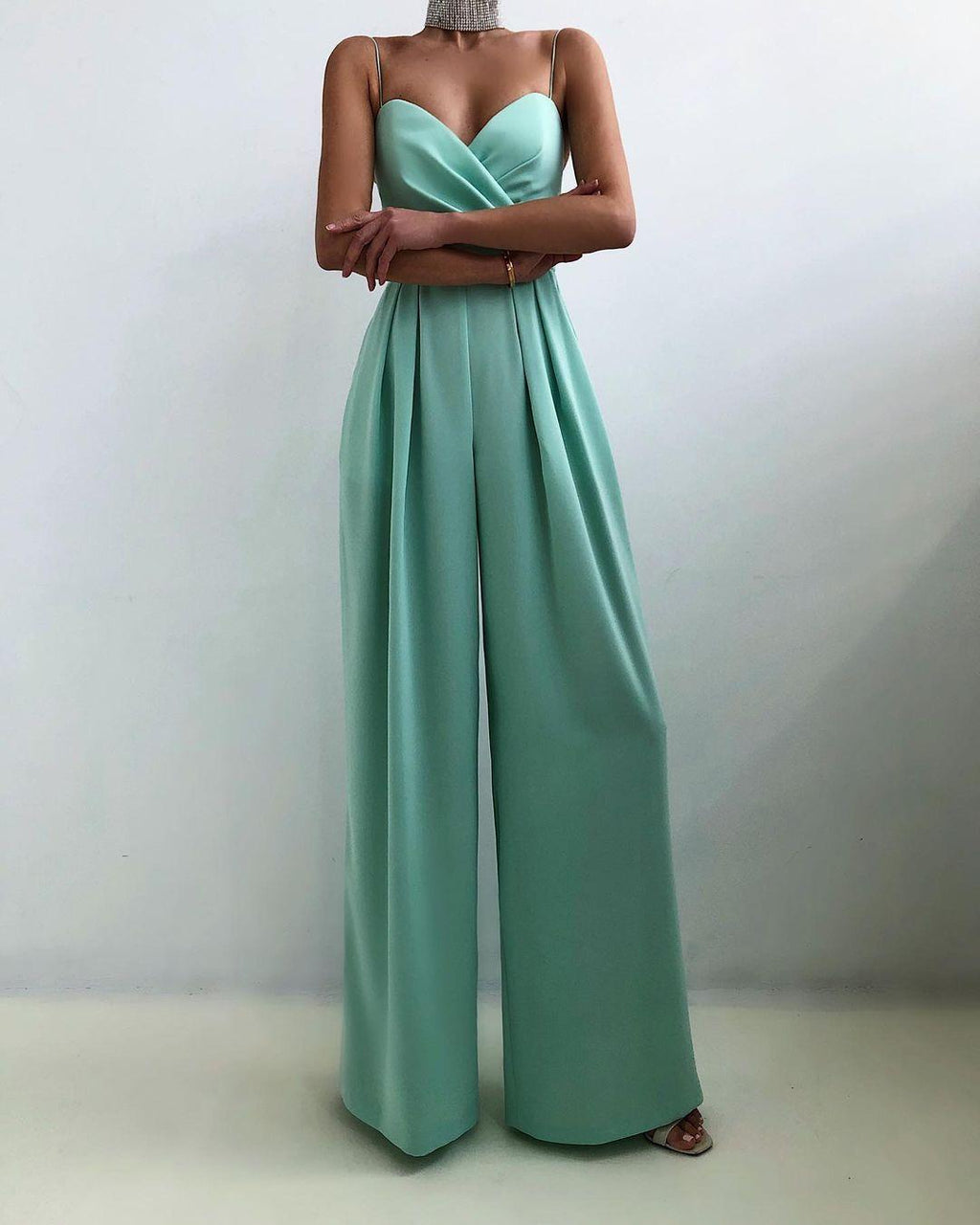 European and American cross-border suspenders, waist straight, mopping, minimalist jumpsuit, spring and summer  products