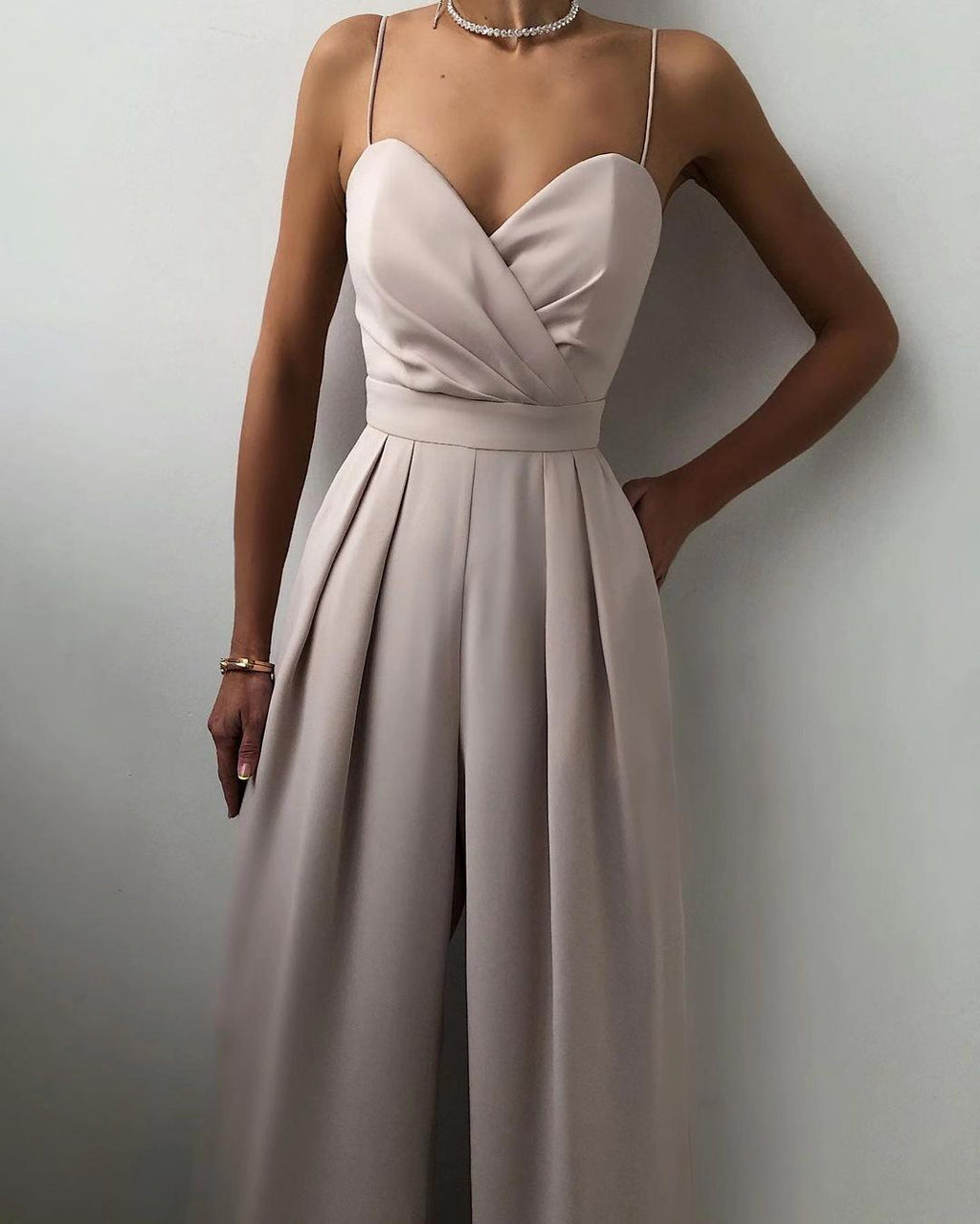 European and American cross-border suspenders, waist straight, mopping, minimalist jumpsuit, spring and summer  products