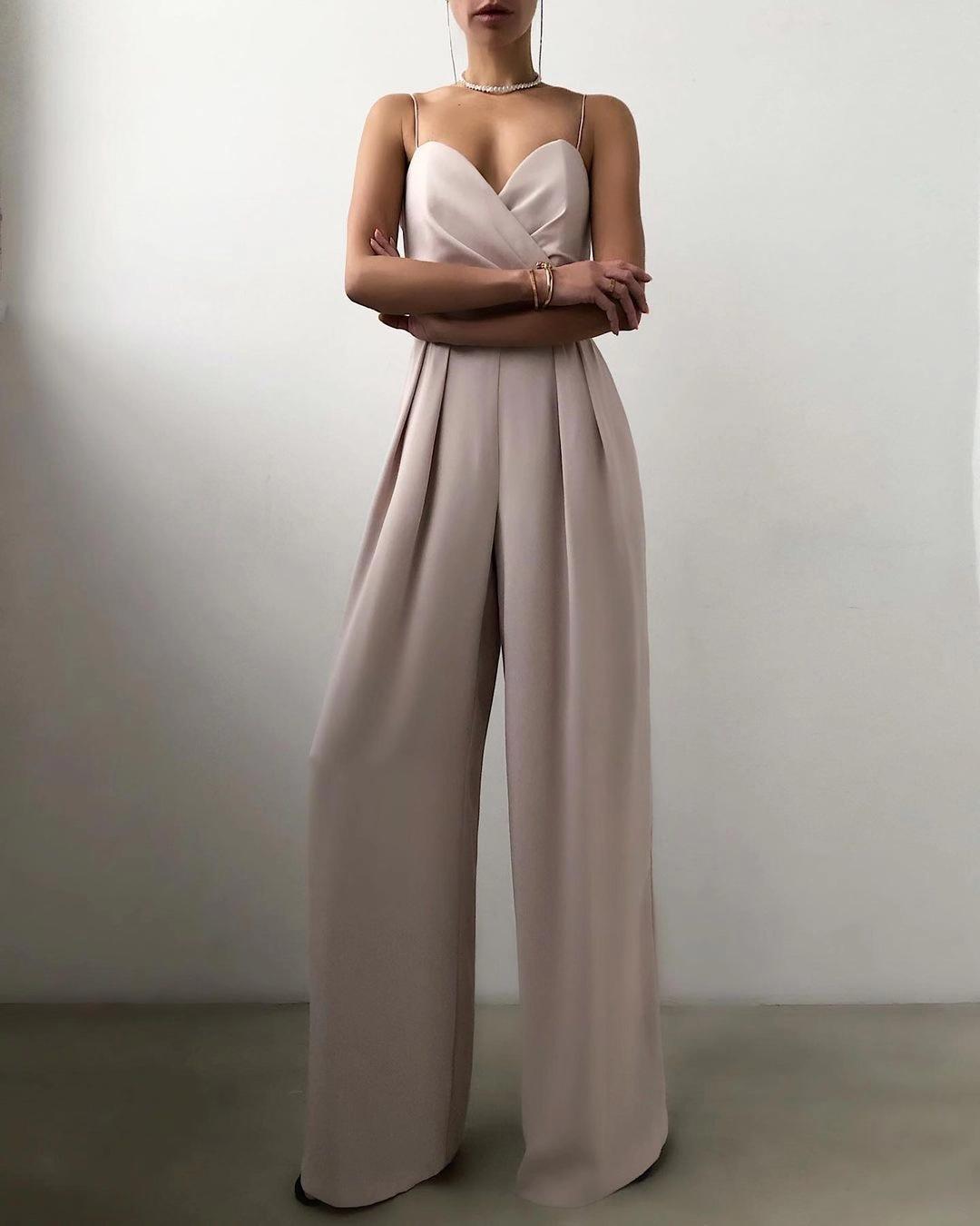 European and American cross-border suspenders, waist straight, mopping, minimalist jumpsuit, spring and summer  products