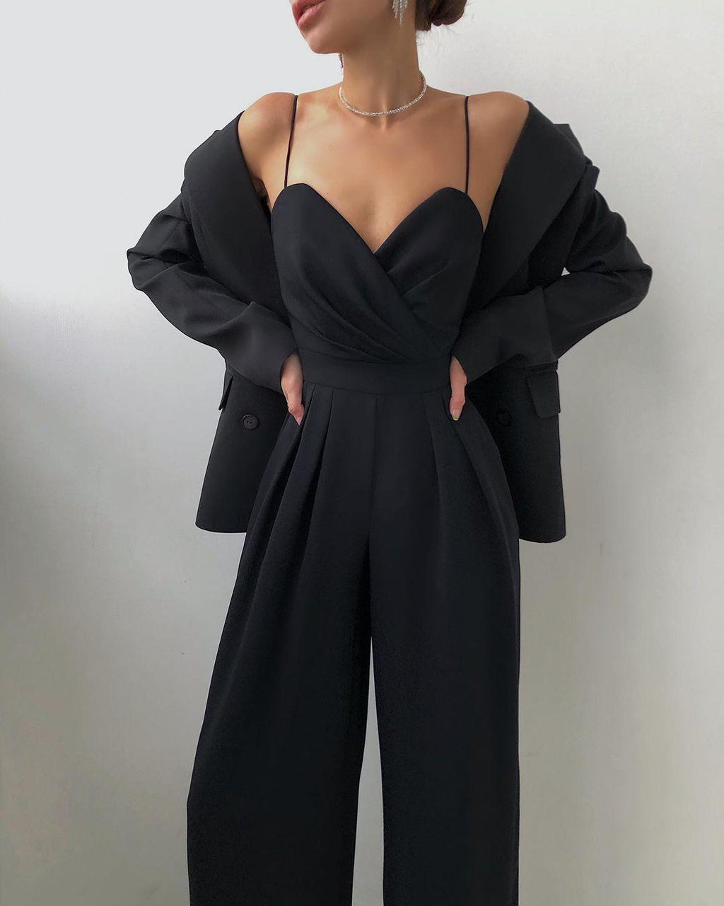 European and American cross-border suspenders, waist straight, mopping, minimalist jumpsuit, spring and summer  products