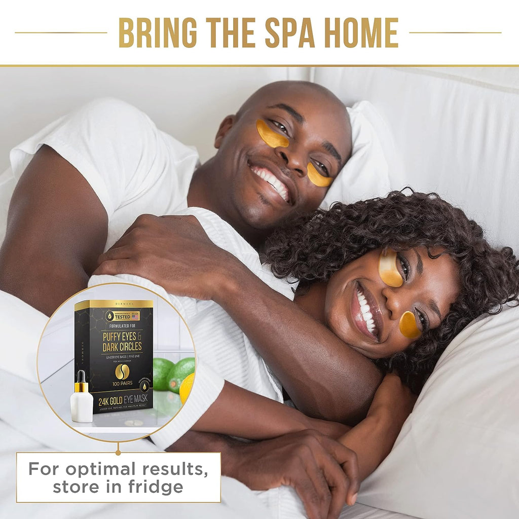 DERMORA Skin Treatment Mask 24K Gold Eye Mask - 20 Pairs Eye Gels - Rejuvenating Treatment for Dark Cirlce,Puffiness,Refresh,Revitalizing,Travel,Wrinkles