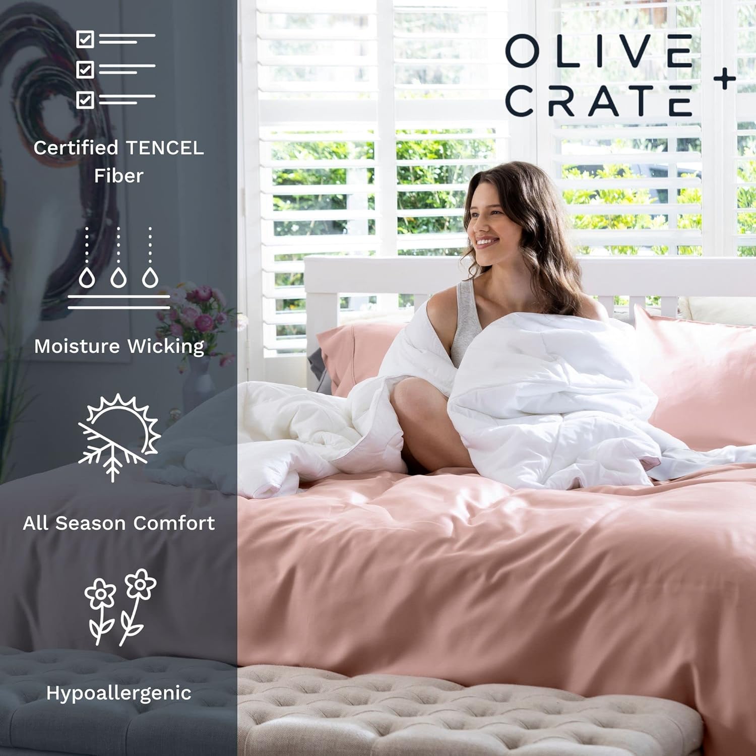 Olive + Crate Eucalyptus Cooling Duvet Covers King Size | Certified Tencel Lyocell Fiber from Austria for Quilt | Silky Soft Modal Fiber - Better Than Silk &amp; Cotton | Ivory