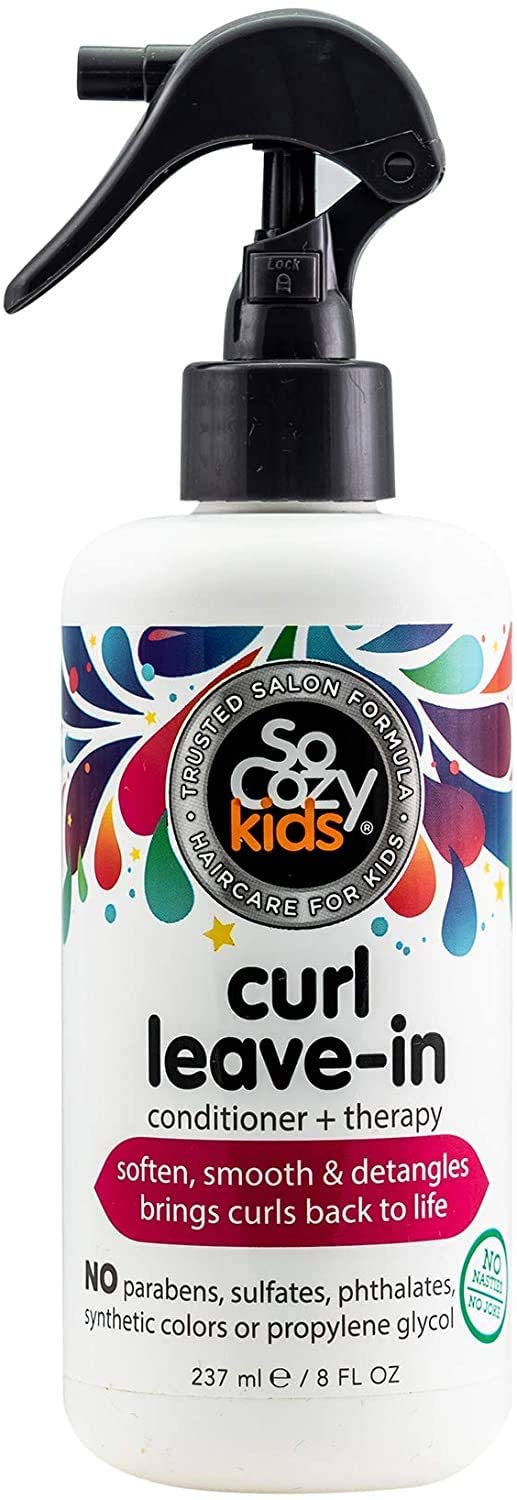 So Cozy,Curl Spray LeaveIn Conditioner For Kids Hair Detangles And Restores Curls No Parabens Sulfates Synthetic Colors Or Dyes,Jojoba Oil,Olive Oil &amp; Vitamin B5,Sweet-Pea,8 Fl Oz(2 Pack),White,(539A)
