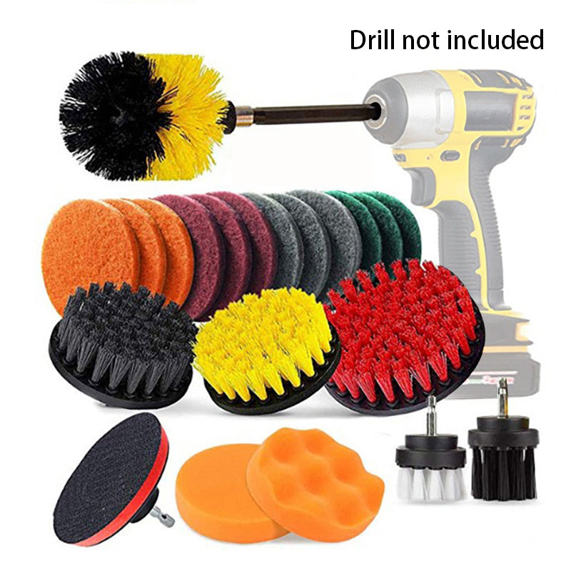 Drill Brush, Power Scrubber Cleaning Brush Extended Long Attachment Set All Purpose Drill Scrub Brushes Car Polishing Pad Kit (Not Included Drill)