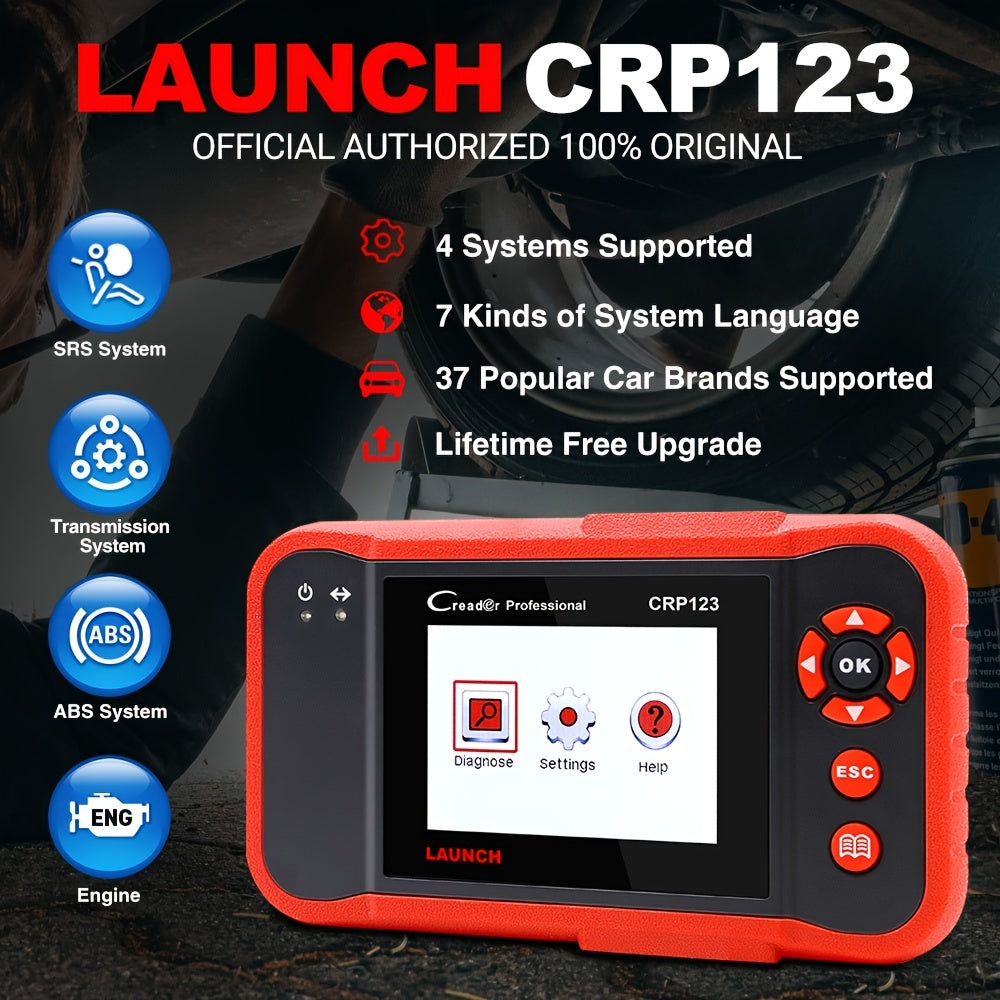 Professional Automotive Scanner: LAUNCH X431 CRP123 OBD2 - Engine, ABS, SRS &amp; AT Code Reader - Lifetime Updates!