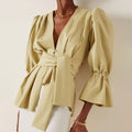 Fashion tie V-neck shirt