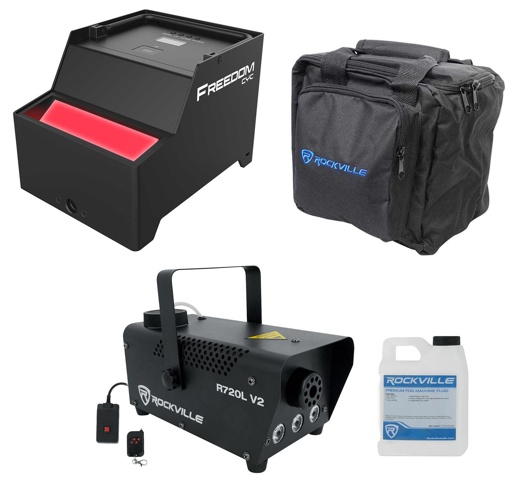 Chauvet DJ Freedom CYC Wireless Battery Wide Wall Wash Up Light+Bag+LED Fogger
