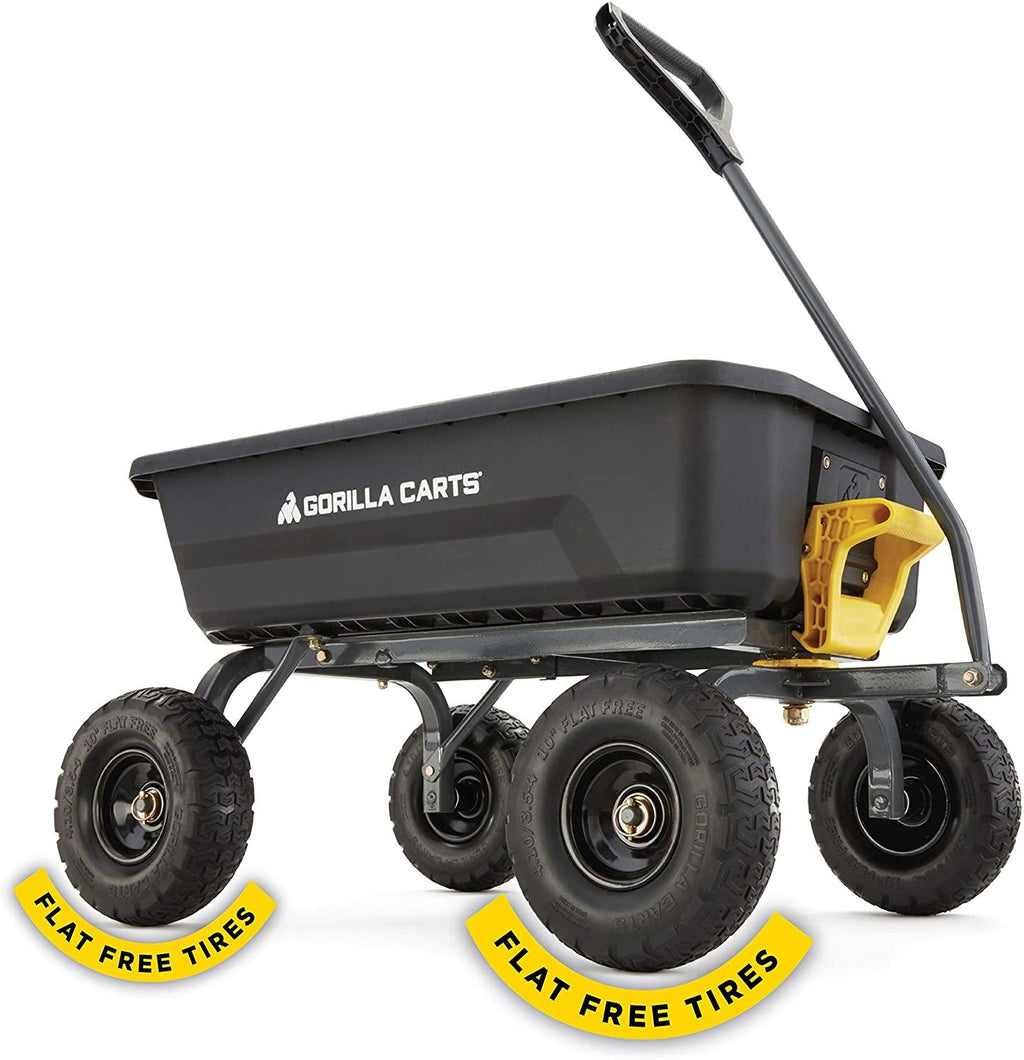 Gorilla Carts 4GCG-NF 4 Cu. Ft. Poly Garden Dump Cart with No-Flat Tires, Black ( Exclusive)